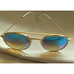 Ray-Ban RB3647N 001/40 Gold White Frame Blue Brown Gradient